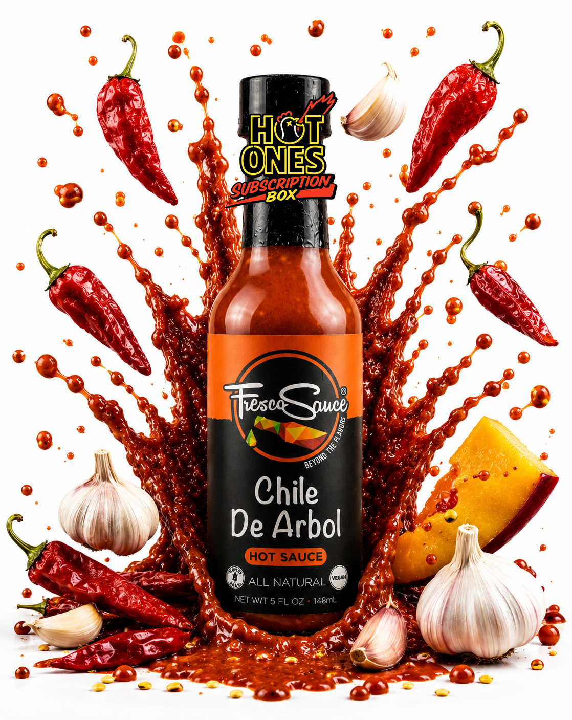 Fresco Sauce Chile De Arbol Hot Sauce | Featured in Hot Ones Sub Box