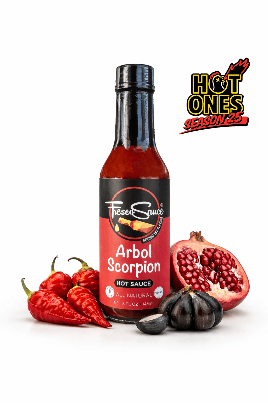 Arbol Scorpion Hot Sauce Featured on Hot OnesFresco SauceHot Sauce