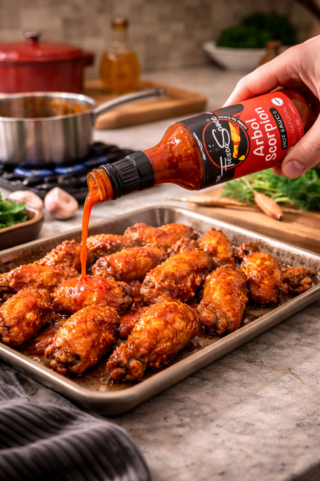 Arbol Scorpion Hot Sauce Featured on Hot OnesFresco SauceHot Sauce