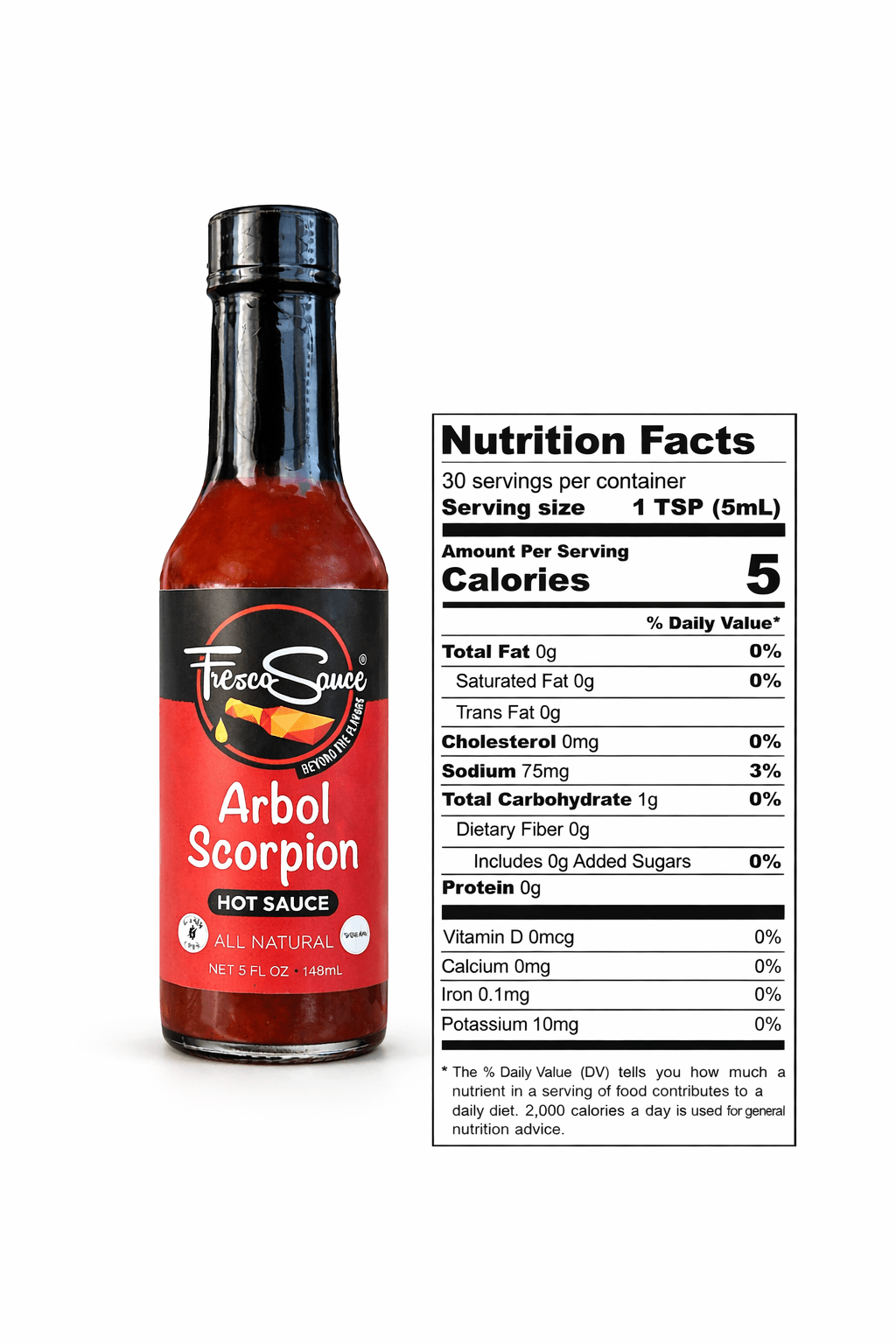 Arbol Scorpion Hot Sauce Featured on Hot OnesFresco SauceHot Sauce