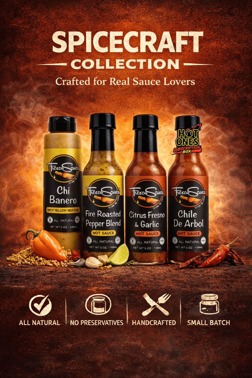 Fabulous Hot sauce Gift 4 Pack Includes One of Hot Ones SaucesFresco SauceHot Sauce