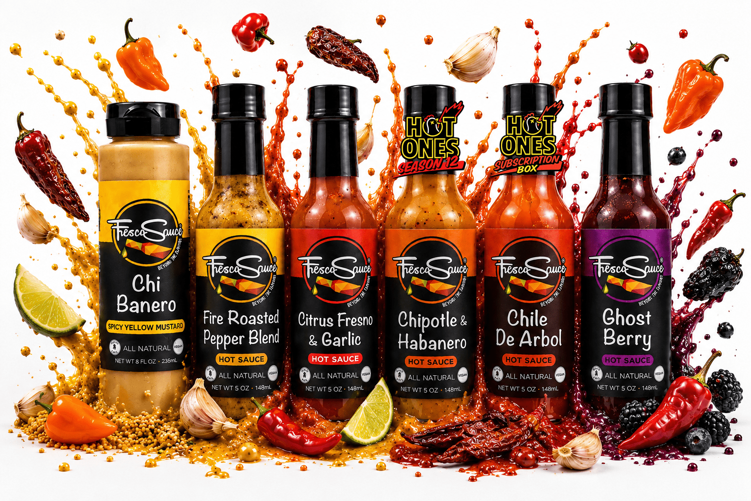 Fresco Sauce King Hot Sauce 6 pack Bundle | Includes two Hot Ones Featured SaucesFresco SauceHot Sauce