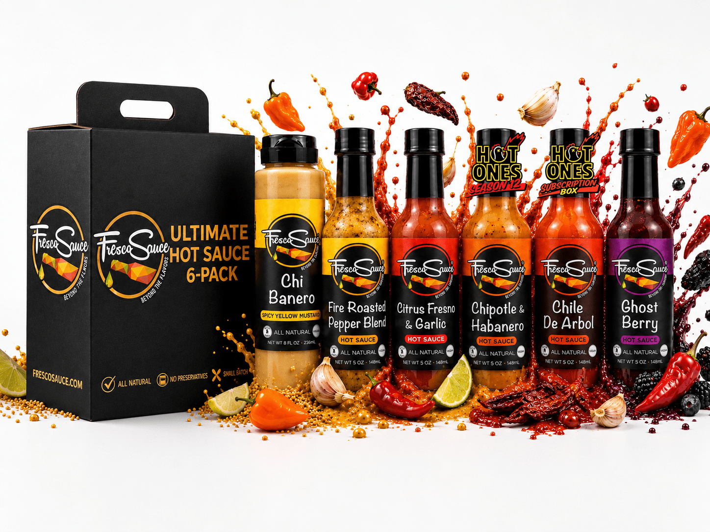 Fresco Sauce King Hot Sauce 6 pack Bundle | Includes two Hot Ones Featured SaucesFresco SauceHot Sauce