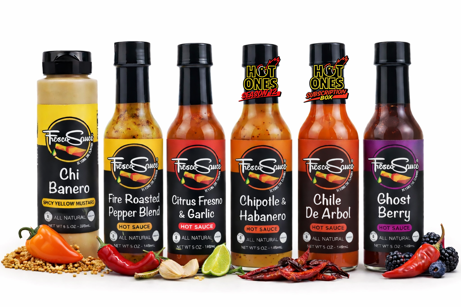 Fresco Sauce King Hot Sauce 6 pack Bundle Includes two of Hot Ones SaucesFresco SauceHot Sauce