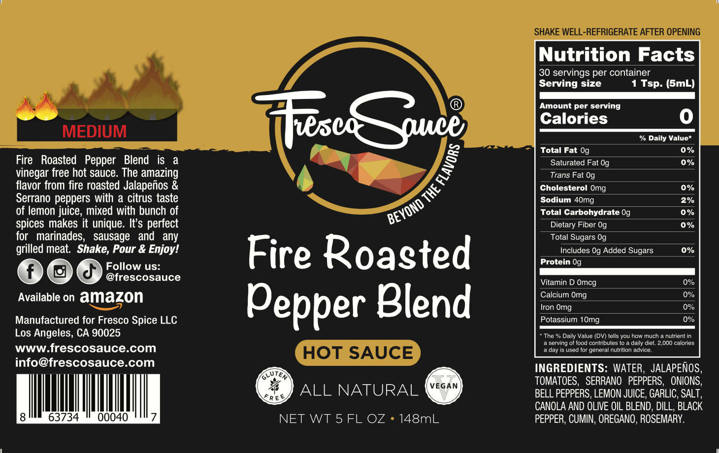 Fire Roasted Pepper Blend Hot Sauce