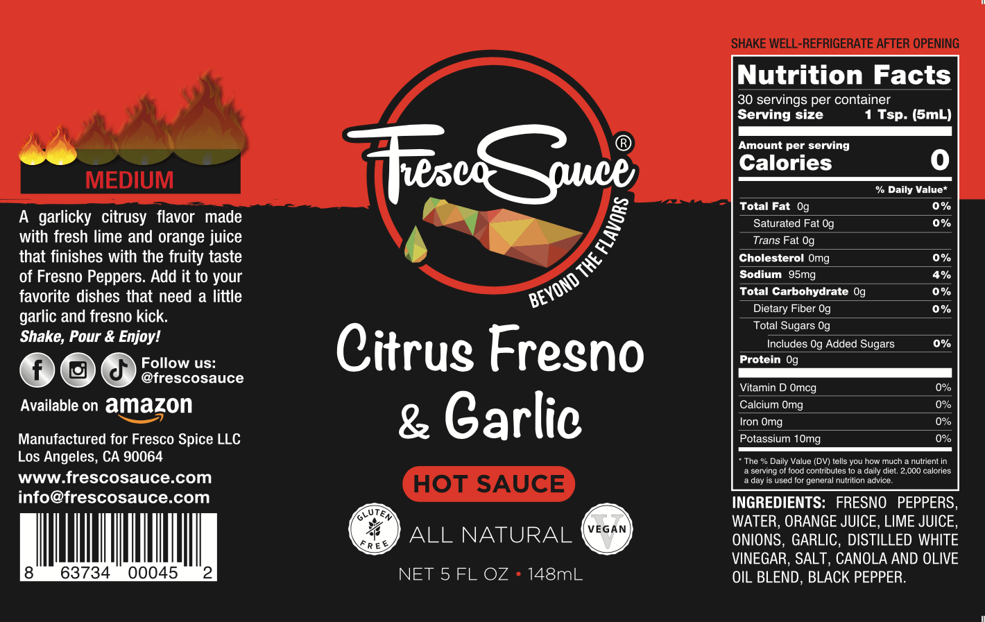 Citrus Fresno & Garlic Hot Sauce