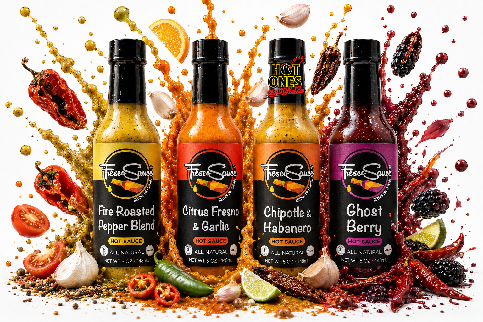 Sauce Lover 4 Pack Hot Sauce Gift Box | Includes Hot Ones Featured SauceFresco SauceHot Sauce