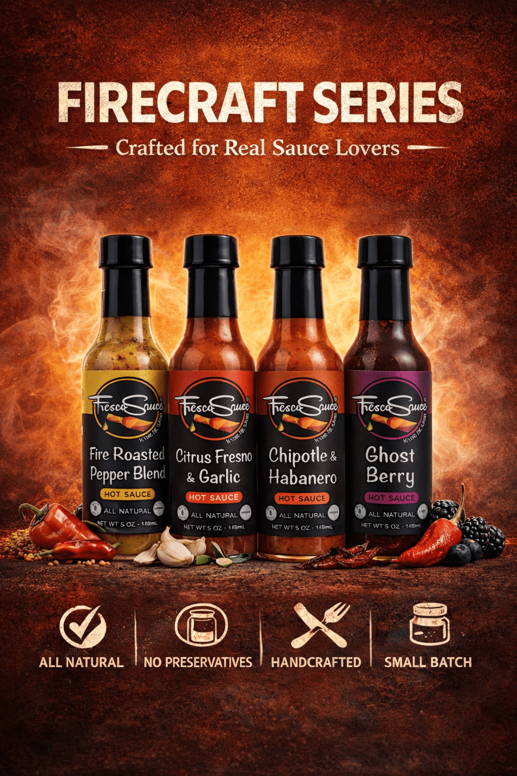 Sauce Lover 4 Pack Hot Sauce Gift BoxFresco SauceHot Sauce